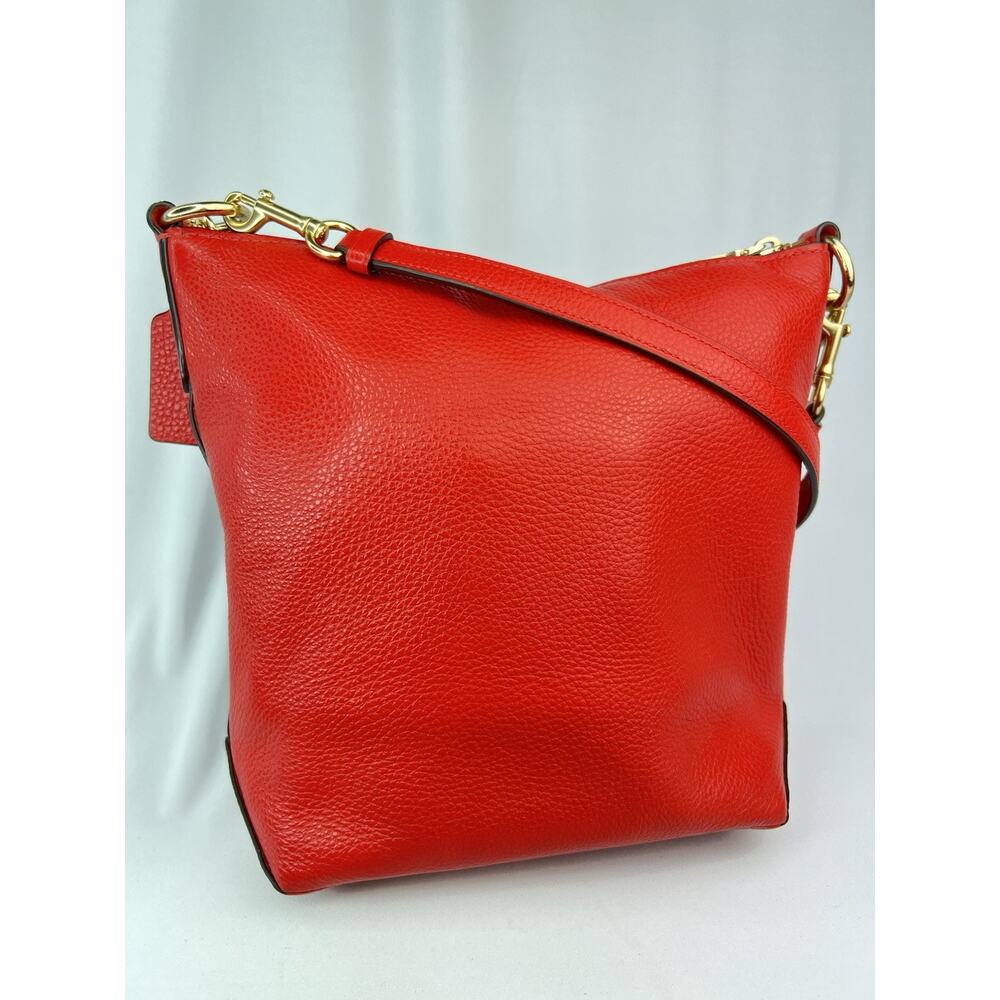 COACH Mini Abby Duffel Shoulder Crossbody Bag RED Pebble Leather - Picture 12 of 16